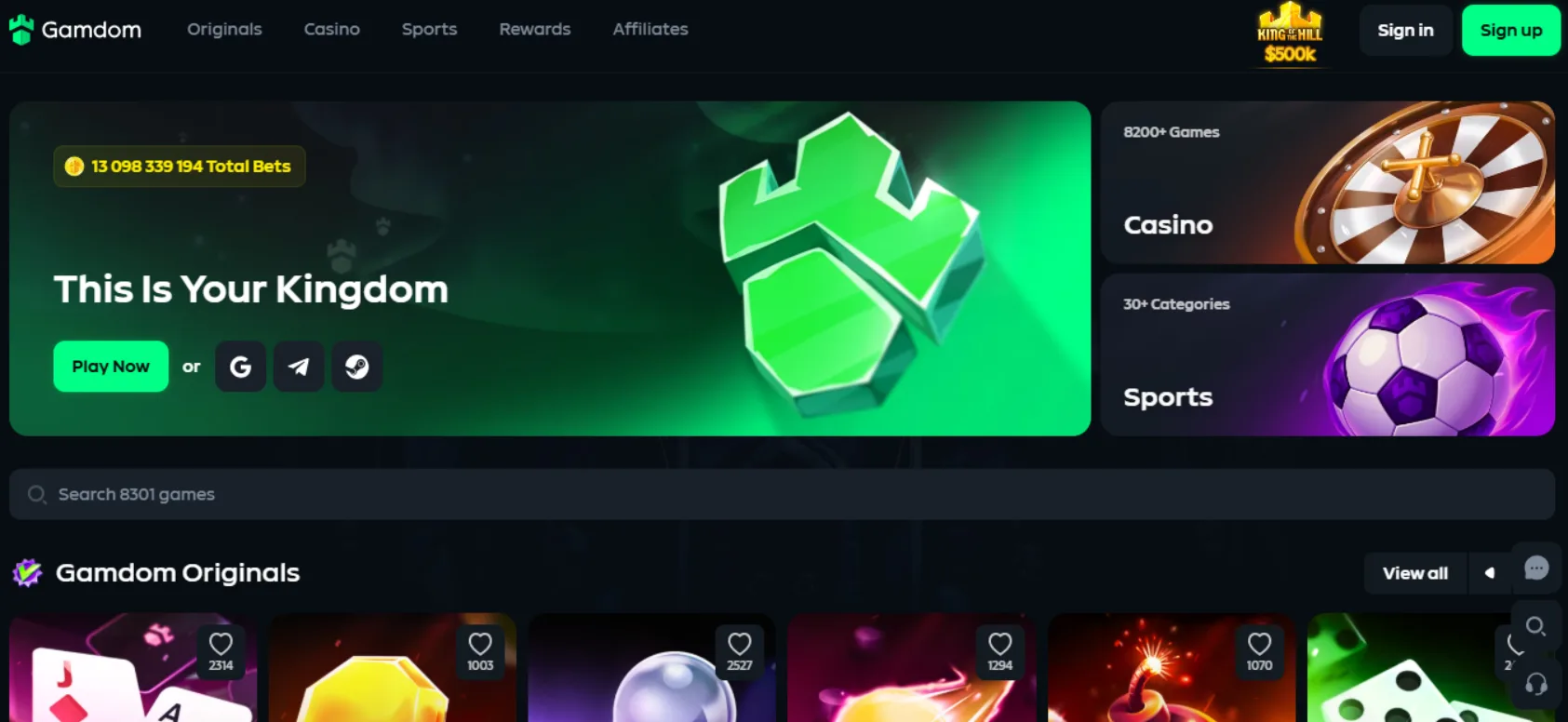 Gamdom Casino Screen