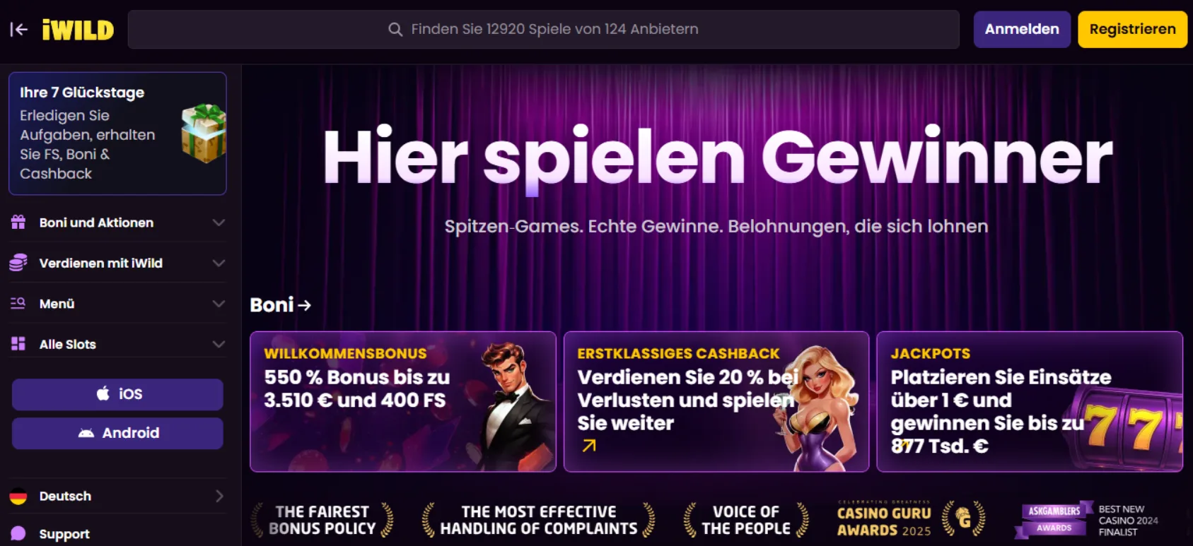 iWild Casino Screen